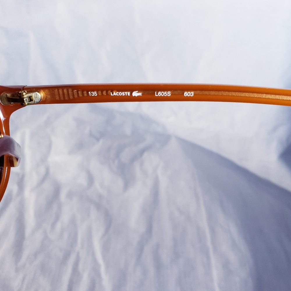 Lacoste Aviator Sunglasses Burgandy/Orange Plastic - Picture 3 of 5